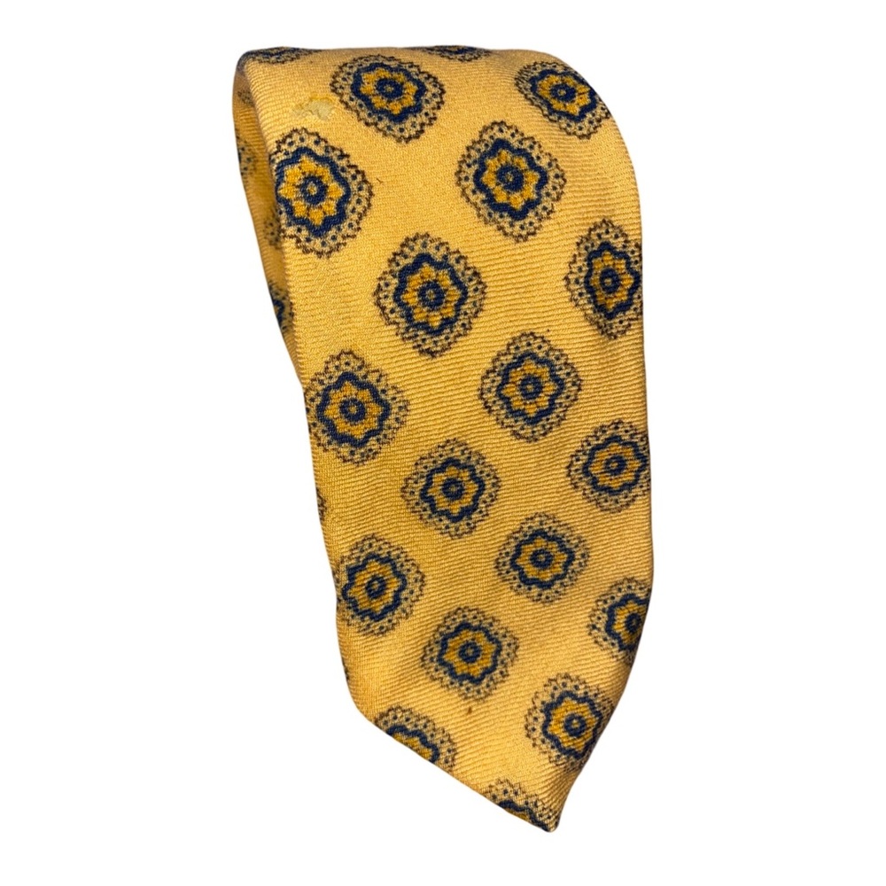 Brooks Brothers Makers All Wool woven hand block printed in England mandala tie - Picture 4 of 5